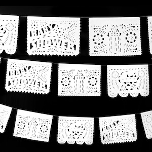 Cielito Lindo Baby Shower Papel Picado Banner Tissue Paper or PLASTIC Garland for Gender Reveal Mexican fiesta Party Decorations Papelpicado
