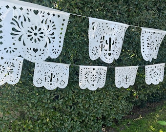 Papel Picado Banner Baby Shower Cielito Lindo fiesta theme Garland White, Pink, or Blue
