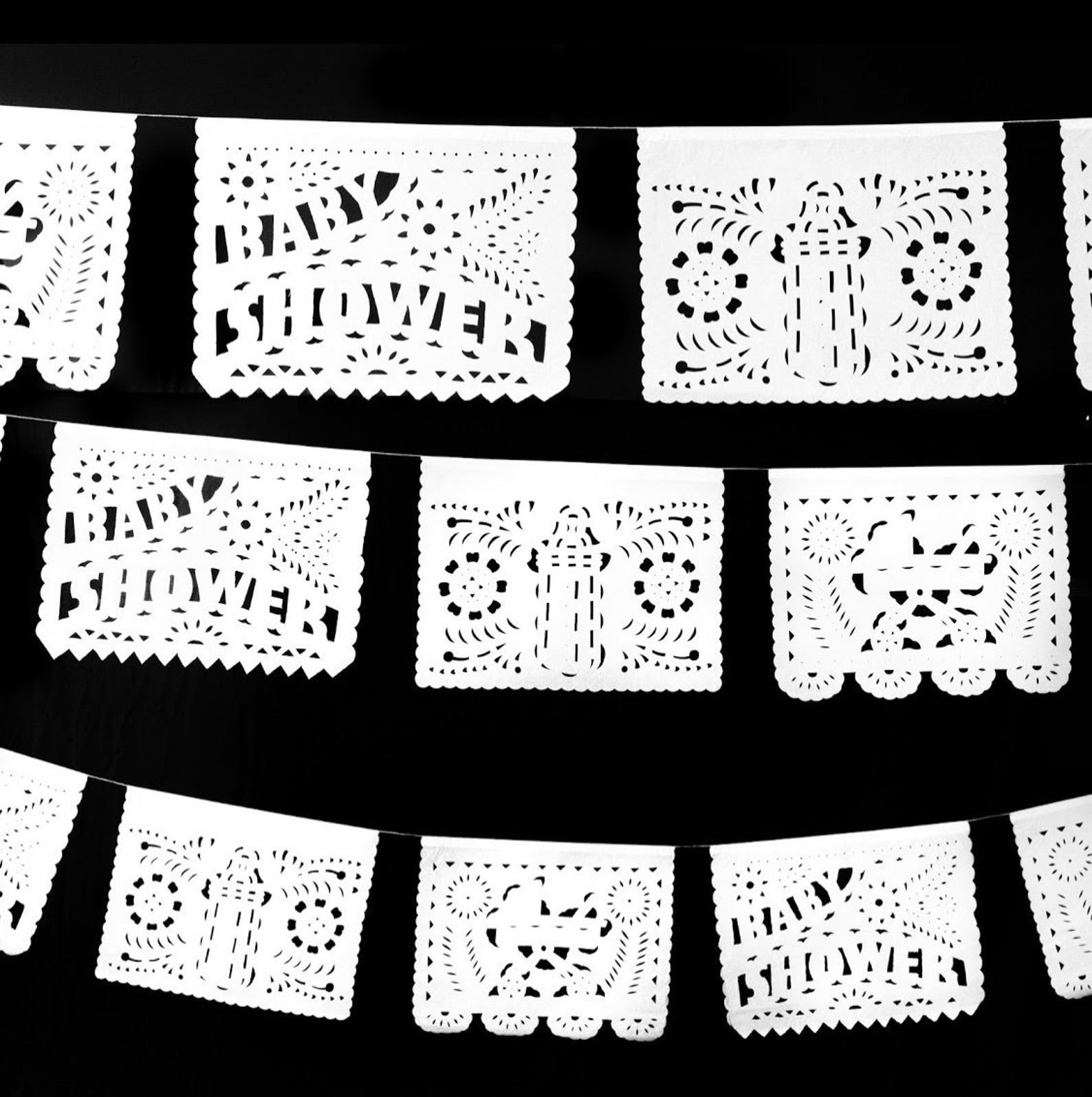 Guirlande décorative Papel Picado pour baby shower, guirlande de papier de soie pour révéler le sexe, baby shower fiesta, décoration de fête mexicaine, bébé garçon ou fille