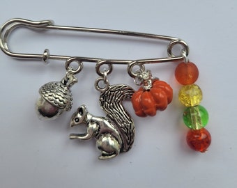 Autumn themed kilt pin brooch, shawl pin, scarf pin