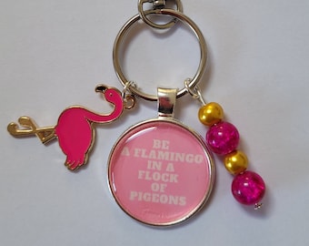 Flamingo keyring, Be a Flamingo, Keyrings, Keychain, Handbag charm, bagtag, pink