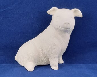 Ceramic Pig, Ceramic Bisque Pig, Bisque Pig, Flat Figurine, Ceramic Piggy, Ready to paint Pig, u paint Pig, Pig Figurine Pig, Pig decor