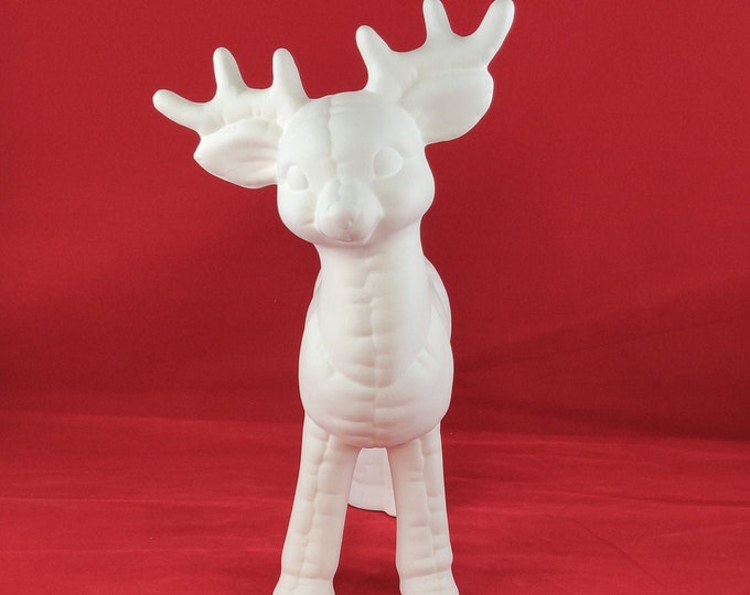 Ceramic Softy Reindeer, Ready to Paint Reindeer, Ceramic Deer, Quilted