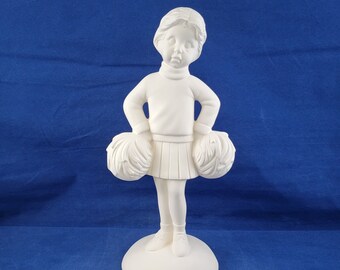 Ceramic Cheerleader Figurine, Ready to paint Figurine, Ceramic Bisque Cheerleader, u paint cheerleader, Keepsake Figurine, Sports Figurine