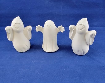 Ceramic Ghosts (set of 3), Ceramic Ghosts, Ready to paint Ghost, Ceramic Halloween Decoration, Harvest decor, Ghost decoration, u paint