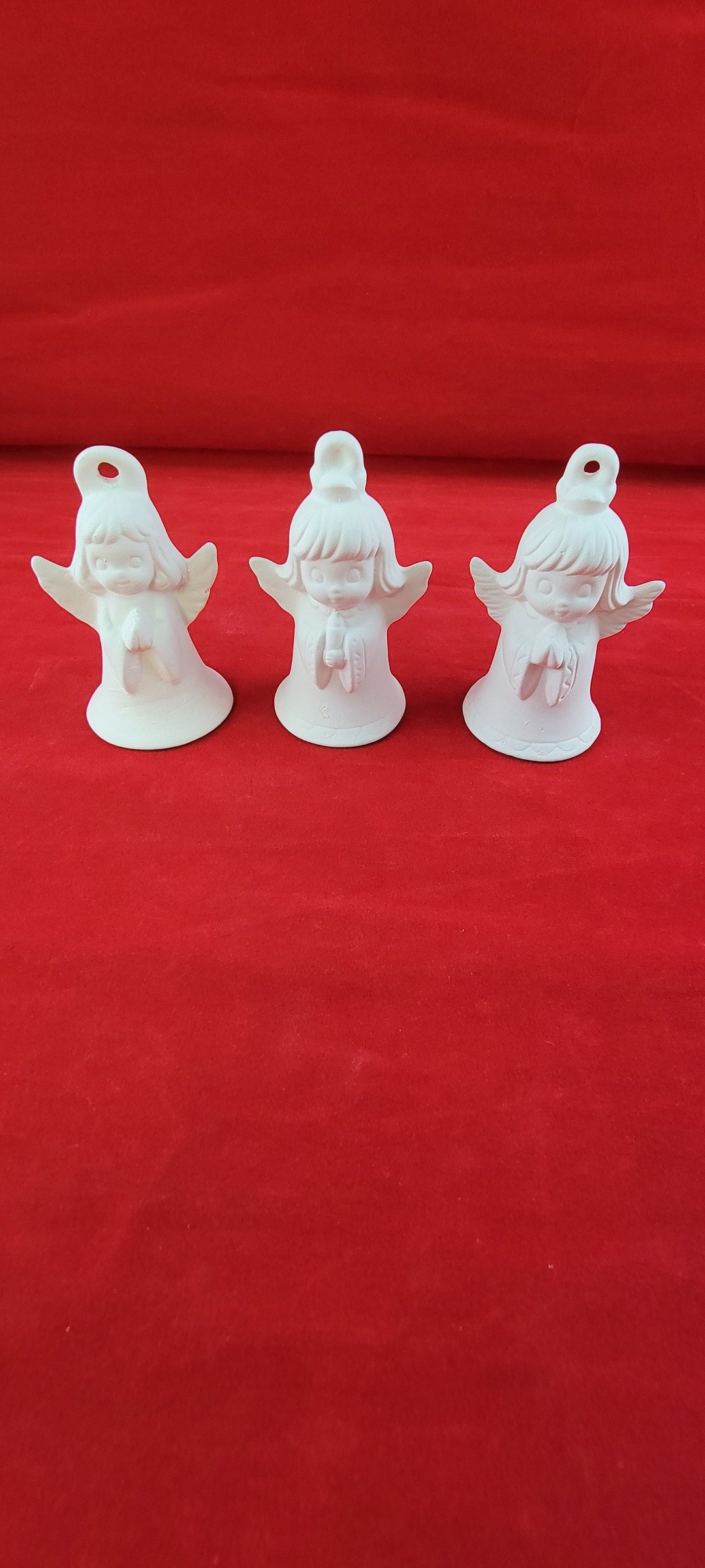 Ceramic Angel Ornaments set of 3, Ceramic Bisque Angels, Ready to Paint