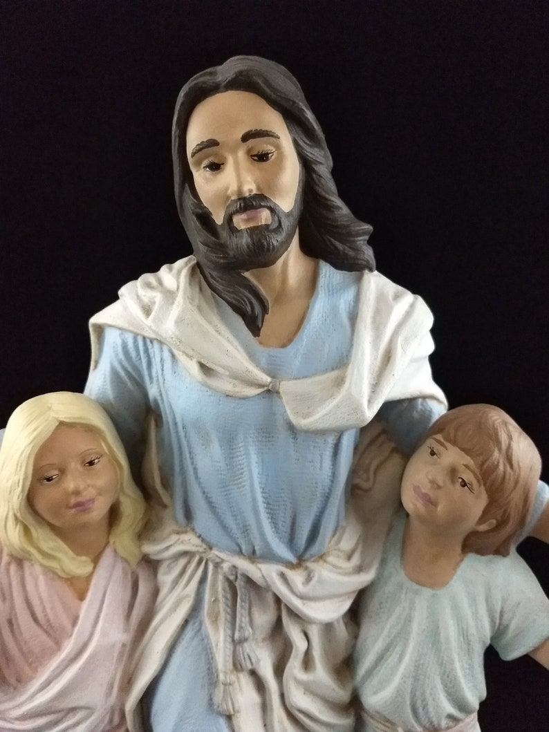 Ceramic Jesus Figurine Ceramic Jesus W/ Children Ceramic Etsy