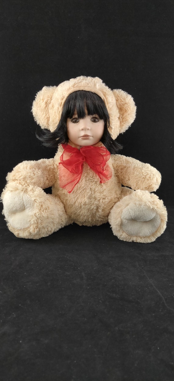 Finished Porcelain Doll Face Teddy Bear 