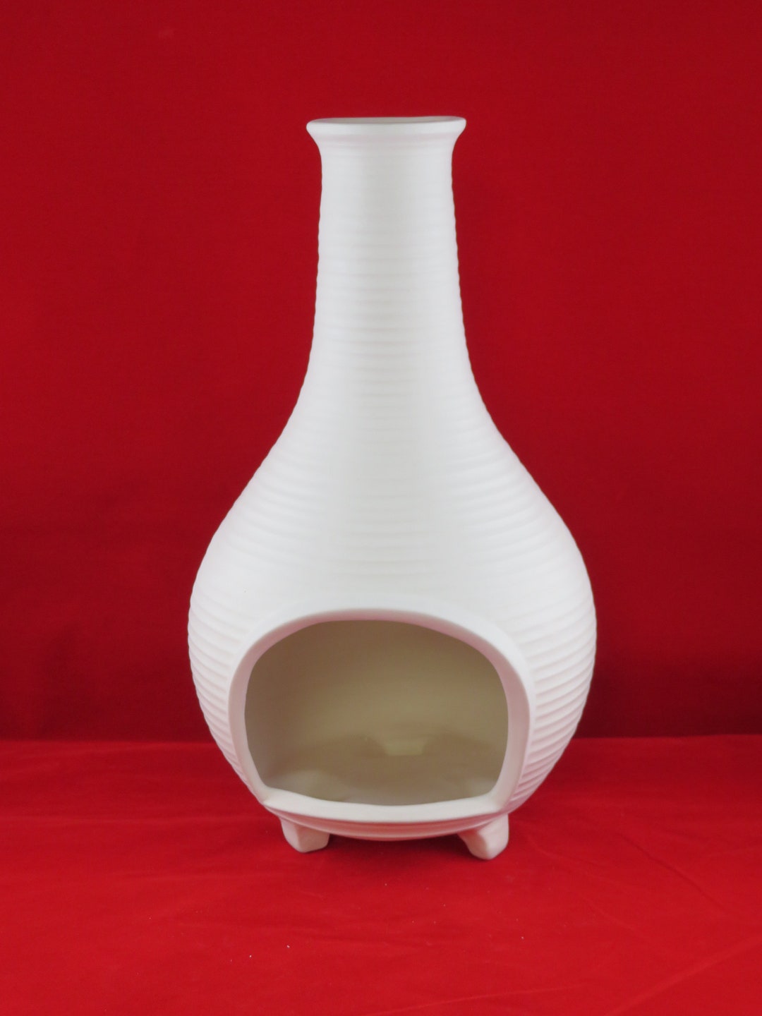 Ceramic Chiminea, Ceramic Fire Pit, Ready to Paint Chiminea, Ceramic Patio Fireplace, Ceramic