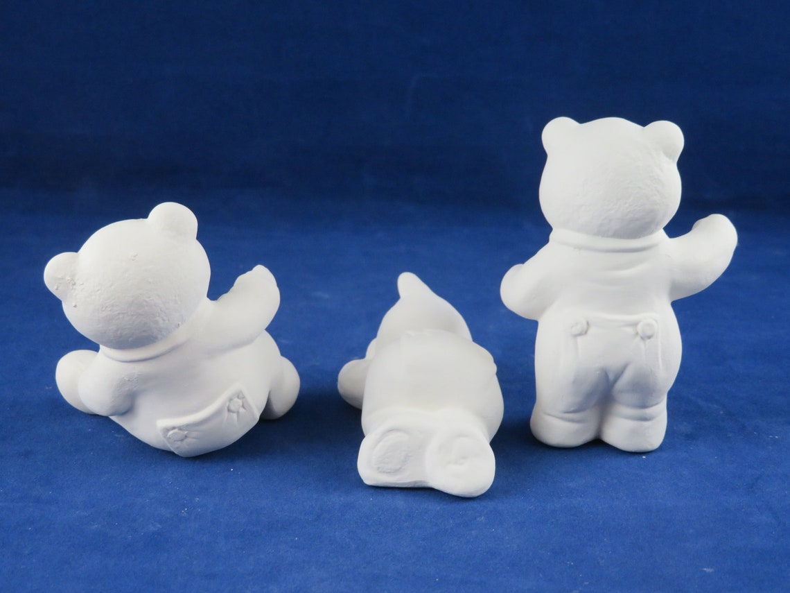 Ceramic Bisque P.J. Teddy Bears set of 3 adorable Etsy