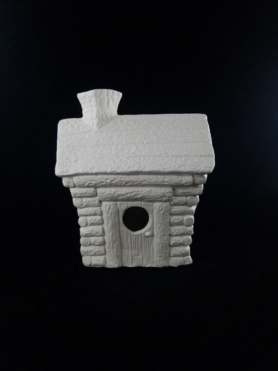 Bisque Log Cabin Bird House Garden Outdoor Ready To Paint Etsy