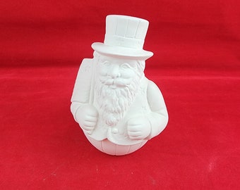 Ceramic Santa Figurine, Ceramic Roly Poly Patriotic Santa, ready to paint Santa, Patriotic Santa, diy Christmas, u paint Santa, Chubby Santa