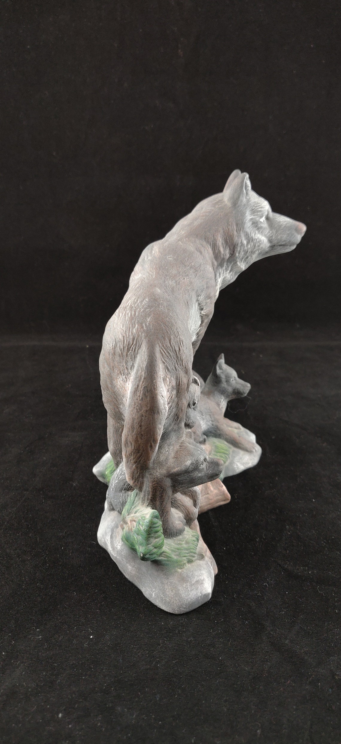 Ceramic Wolf Figurine Ceramic Wolf and pups Hand painted Etsy
