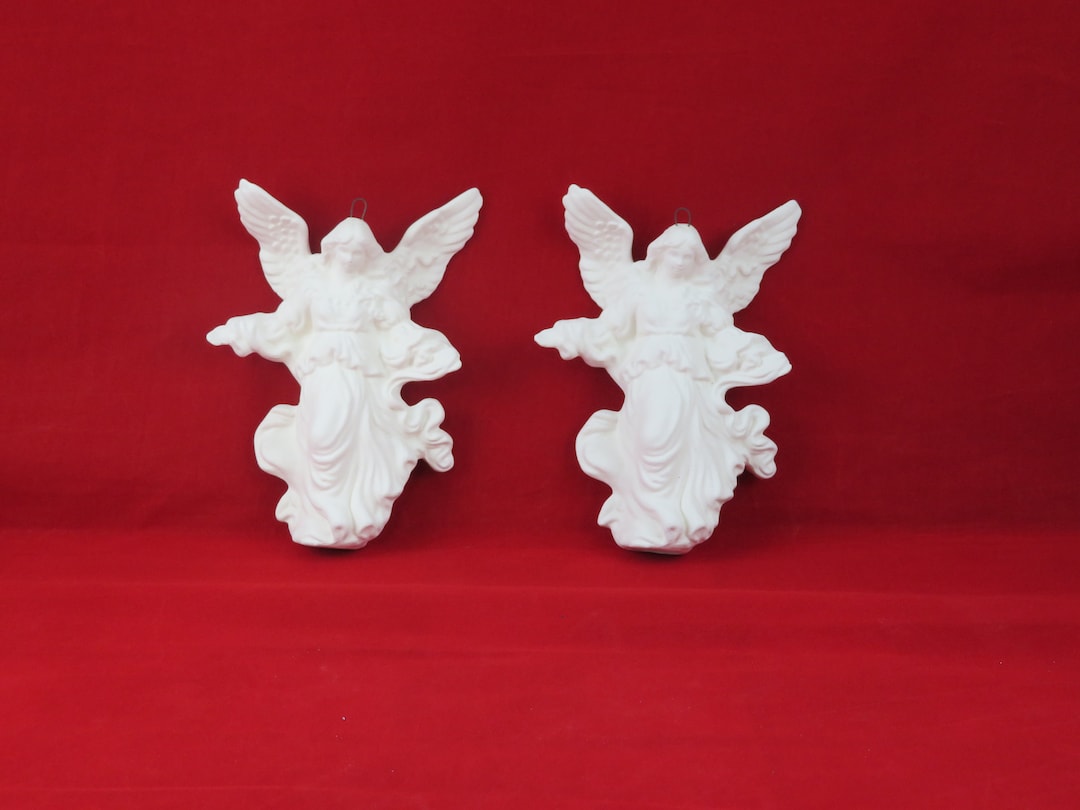 Ceramic Angel Ornaments set of 2, Christmas Ornaments, Christmas Angels