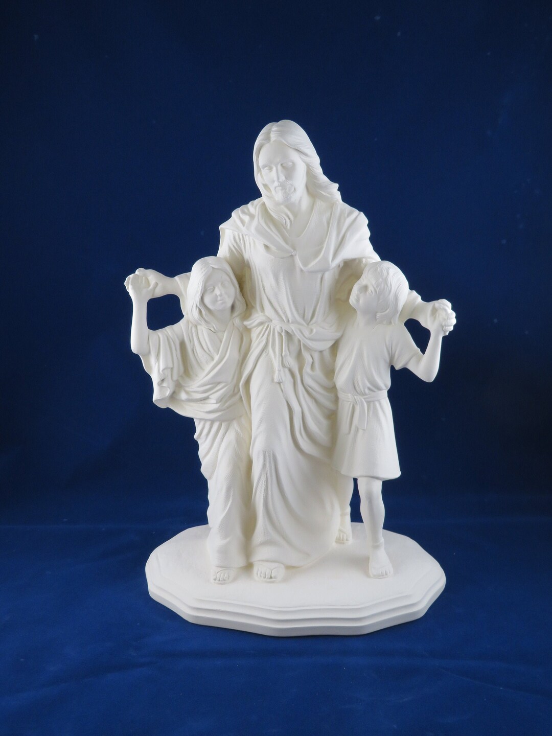 Ceramic Jesus Figurine, Ceramic Jesus and Children, Ceramic Jesus
