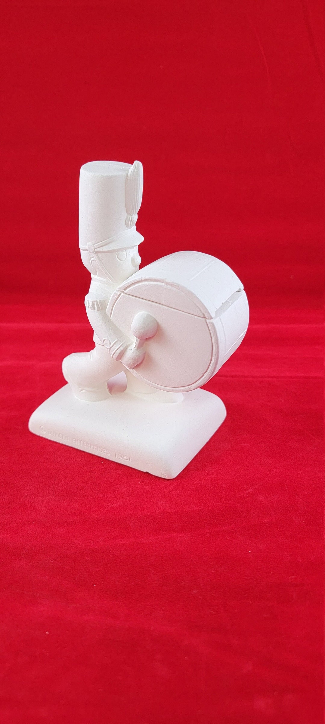 Ceramic Stamp Dispenser, Ceramic Drummer Boy, Ready to Paint Drummer