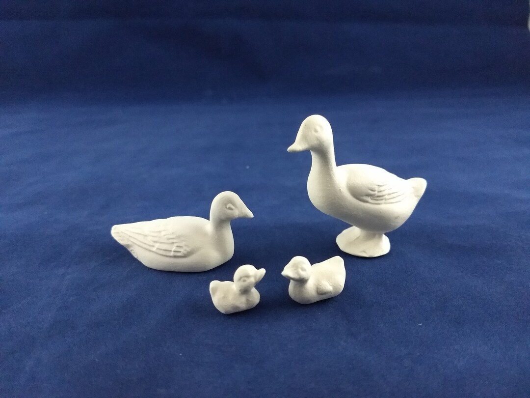 Ceramic Duck Family, Miniature Ceramic Figurine, Mini Ducks, Ceramic