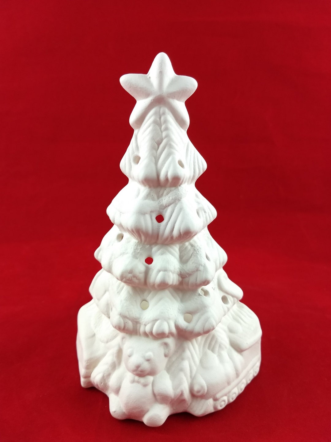 Ceramic Christmas Tree Votive, Votive Candle Holder, Ceramic Bisque