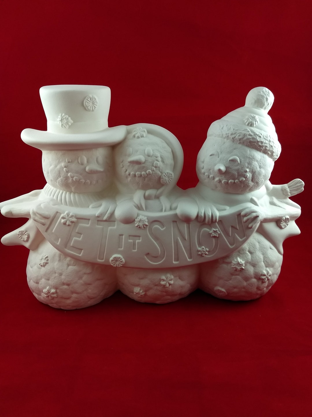 Ceramic Snowman, Bisque Snowman, Ready to Paint Snowman, Let It Snow