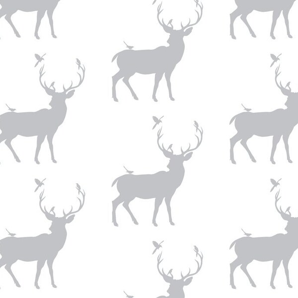 IN STOCK - Fitted Cot / Crib sheet Woodland,Stag, Deer, White, Grey, Birds