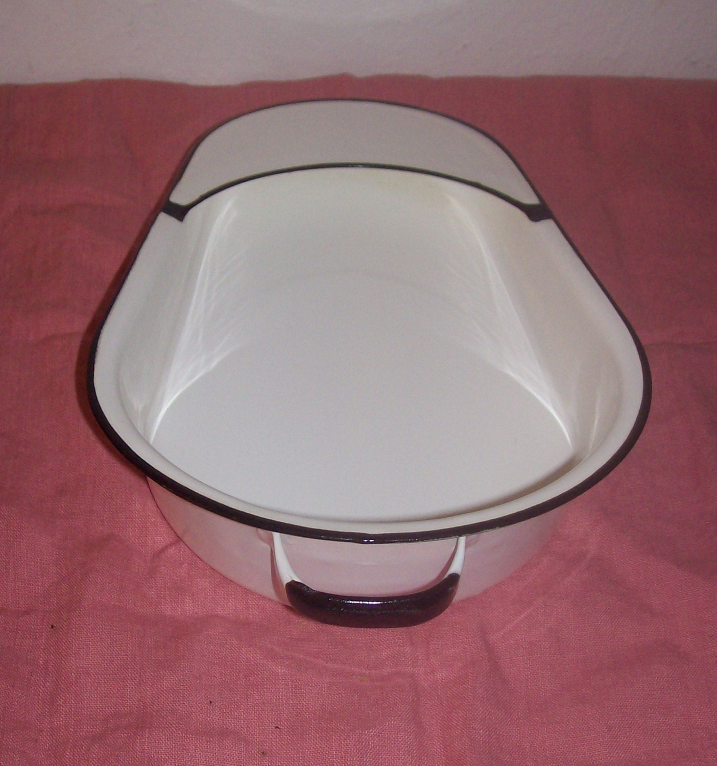 Vintage Jones Fracture Bed Pan Metal White Enamel Chamber Pot Etsy