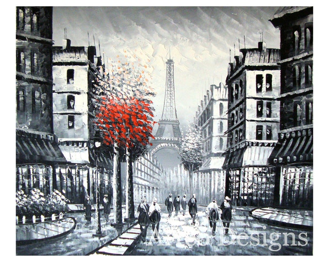 SALE Black and White City Painting Black and White Urban Etsy
