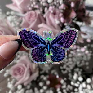 Holographic Butterfly Sticker, Bisexual Pride flag sticker