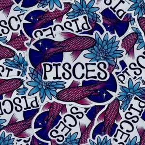 Pisces Sticker, Astrology stickers, Aquarius gift