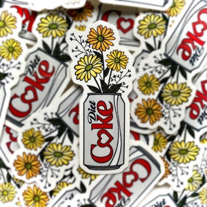 Diet coke sticker with flowers, diet coke lover gift, cottage core