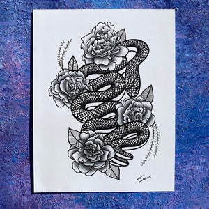American Traditional Wall Art, Tattoo style art, Black and White print