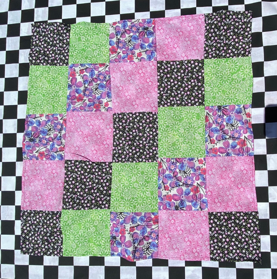 Flower Patchwork Bandana/ Floral Patch Work Bandana/ Patchwork Handmade ...
