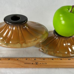Fulper Art Pottery CAT'S EYE FLAMBE Candle Holders Signed Arts & Crafts 1920's