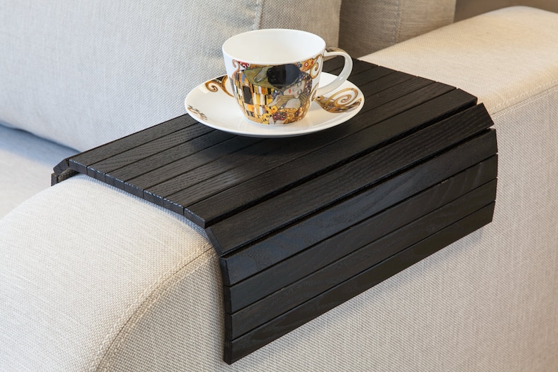 Sofa Tray Table BLACK / Tray Table / Sofa Arm Table / Ottoman Tray / Wooden Tray / Couch Table / Small Spaces / Sofa Arm Tray / Couch Tray image 1