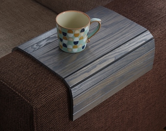 Sofa Tray Table GREY / Armrest Tray / Sofa Arm Tray / Unique Gift Idea / Wooden Coffee Table / Tray Table / Wood End Table Tray / Sofa Table