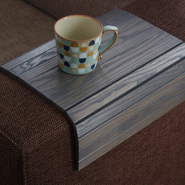 Sofa Tray Table GREY / Armrest Tray / Sofa Arm Tray / Unique Gift Idea / Wooden Coffee Table / Tray Table / Wood End Table Tray / Sofa Table