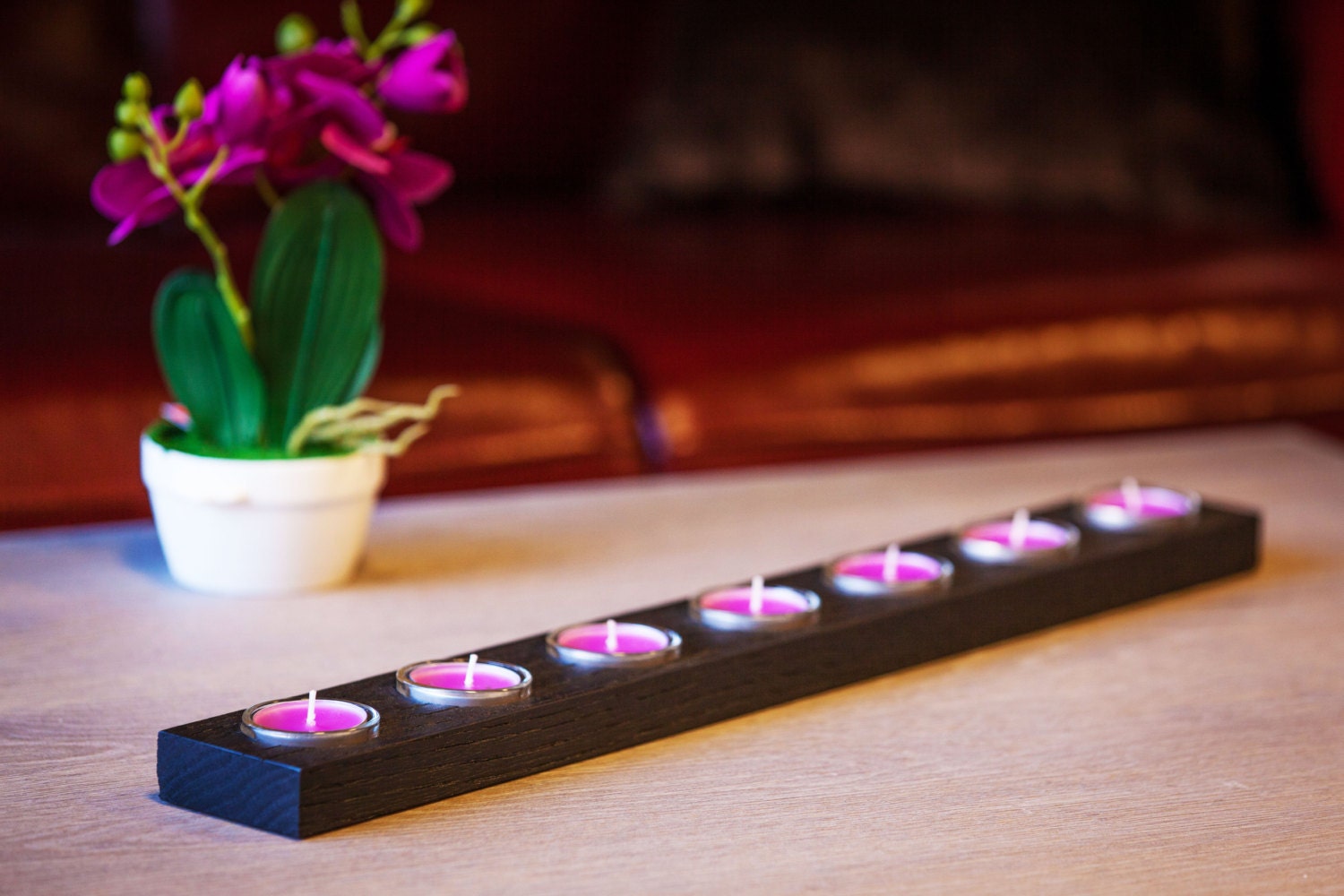 WOODEN CANDLE HOLDER Natural Black / Tealight Holder / Home Decor / Candle Holders / Rustic Unity Candles / Gift for Her / Tea Light Holder