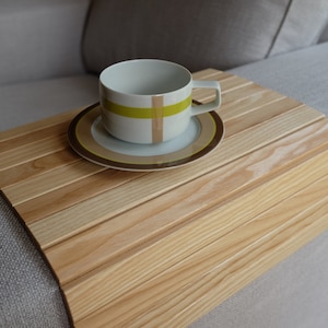 Sofa Tray Table NATURAL / Sofa Arm Tray / Sofa Arm Table / Laptop Tray Wood / Armrest table / Couch Tray / Wooden Ottoman Tray / Couch Table