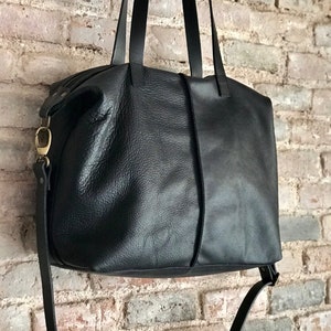 Black Leather Bag With Zip Crossbody Strap and Inside Lining. - Etsy