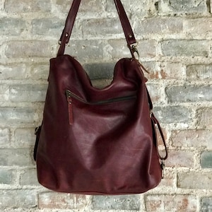 Wandelbare Ledertasche - Rucksack - Oxblood / Farbe Burgund - Handgemacht - Donos Rucksack