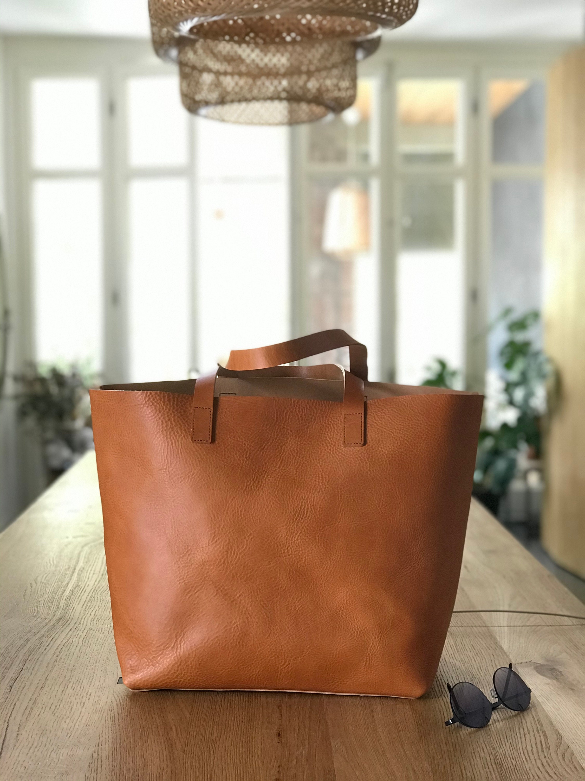 Oversized Camel Leather Tote Bag. Cap Sa Sal Bag. Handmade. 