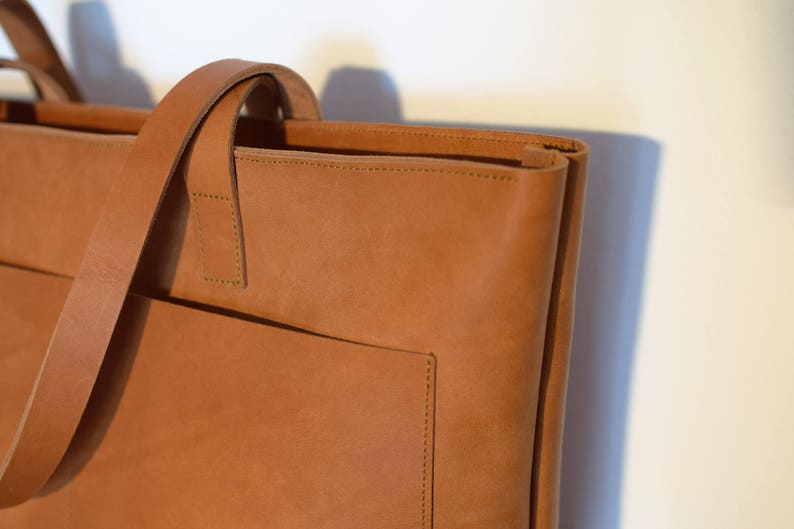 Large Leather Tote Bag With Outside Pockets Literacy Basics