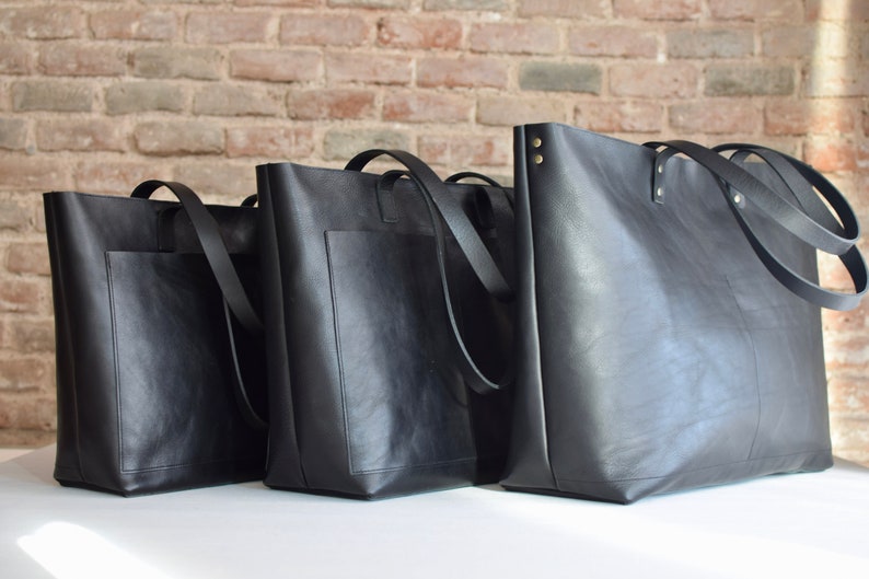 Weekender Leather bag. Black Oversized Tote. The big one from Cap Sa Sal Collection. Handmade. image 2