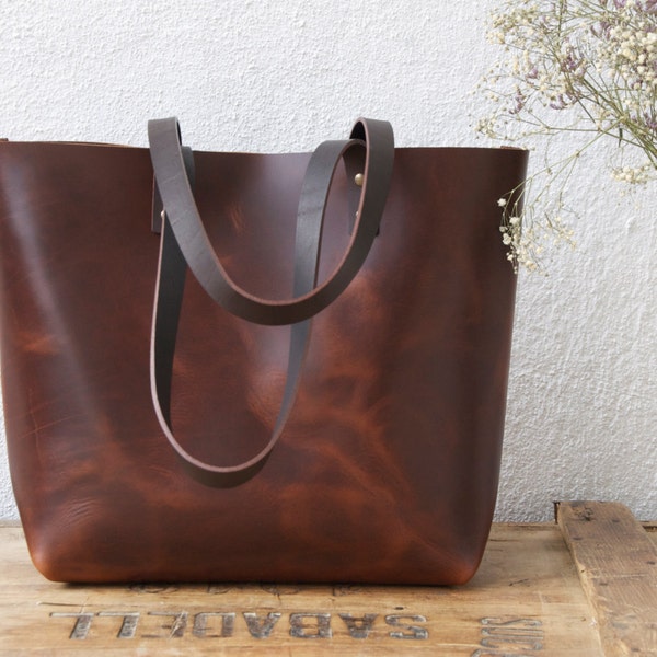 Dark Brown Leather bag. "Sa Tuna" leather Tote. Premium sturdy cowhide. Handmade