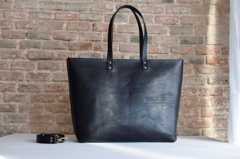 Weekender Leather bag. Black Oversized Tote. The big one from Cap Sa Sal Collection. Handmade. image 1