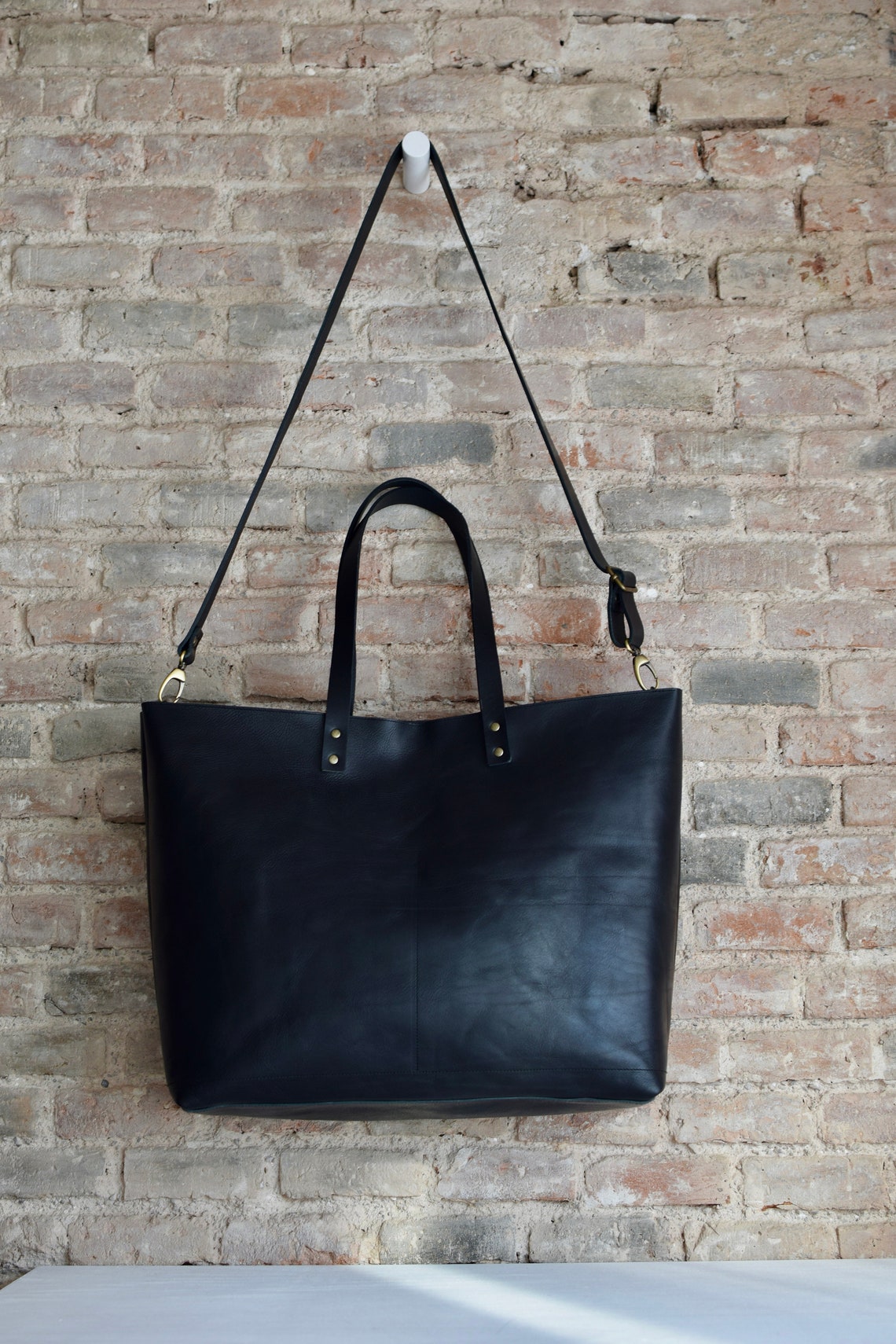 BLACK Weekender Leather bag. Oversized Cap Sa Sal Bag. | Etsy