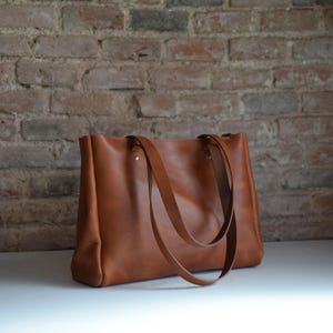 Cognac / Tan Leather tote bag. Toronto bag collection. NEW BAG!