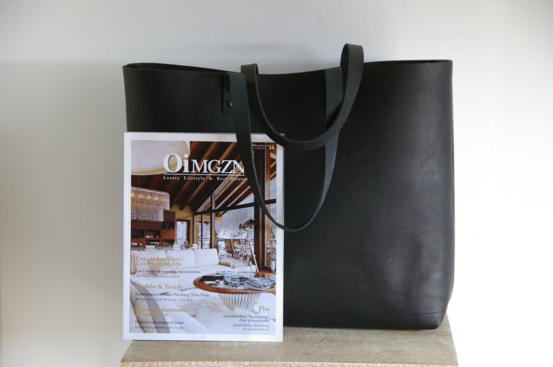 Weekender Leather bag. Black Oversized Tote. The big one from Cap Sa Sal Collection. Handmade. image 6