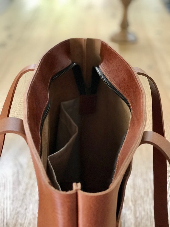 Leather Tote Bag Made in Luxury Vegetable Tanned Leather - Etsy