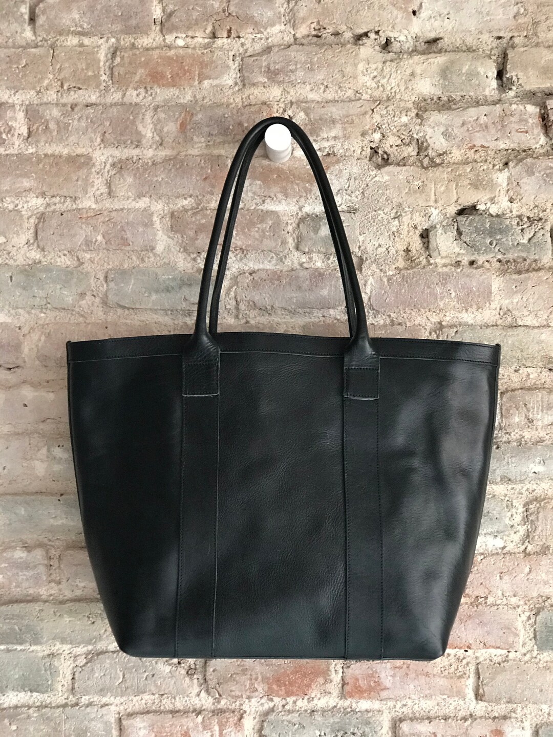 トートバッグ [DIERNEAS] 2-WAY STAY Bag (Deep Black) Weekender Leather Bag. Diaper Bag. Leather Tote With Zipper