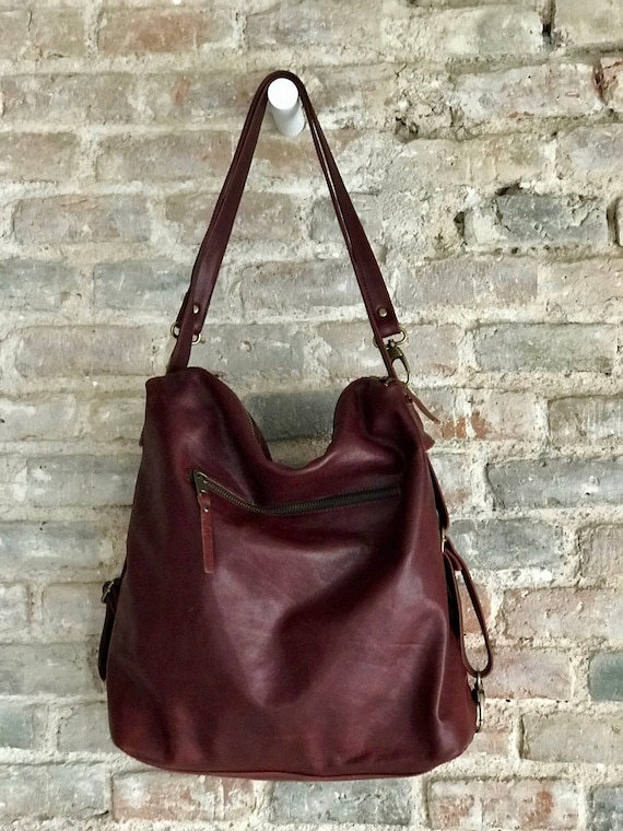 Convertible Leather Bag Backpack Burgundy Color Handmade Donos Backpack Etsy Canada